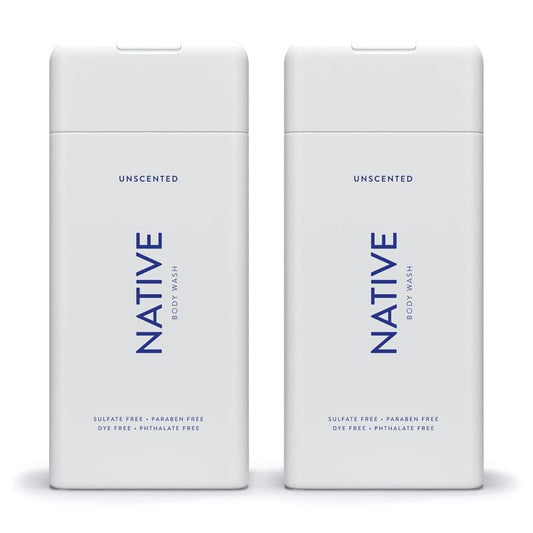 Native Body Wash for Men & Women, Seasonal | Sulfate Free, Paraben Free, Dye Free, with Naturally Derived Clean Ingredients Leaving Skin Soft and Hydrating, Unscented 18 oz - 2 Pk