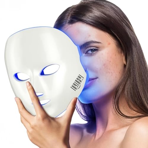 NEWKEY Blue Light Therapy for Acne,7 Colors LED Face Mask Light Therapy, Blue Red Light Therapy Mask for Wrinkle Acne - Photon Skin Care Beauty Mask