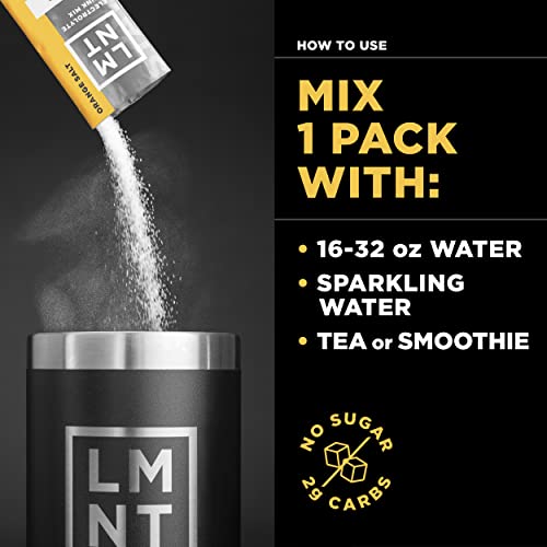 LMNT Zero-Sugar Electrolytes - Orange Salt - Hydration Powder Packets | No Dodgy Ingredients | Keto & Paleo Friendly | 30 Sticks