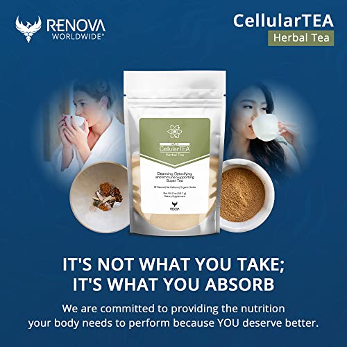 Renova Worldwide CellularTea Organic Detox Tea - Caffeine-Free Cleansing Tea for Everyday Detox, Gut Cleanse, Digestive Health and Immune Support - 48 Servings