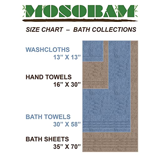 Mosobam Luxury Turkish Set of 4 Bath Towels 30X58 White 700 GSM Bamboo Viscose & Aegean Turkish Combed Cotton