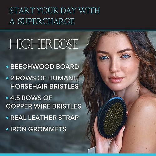 HigherDOSE Supercharge Copper Body Brush - Lymphatic Drainage Brush to Accelerate Drainage of Toxins & Fat - Exfoliating Brush to Reduce Cellulite & Soften Skin - Dry Brush with Ion Charged Bristles