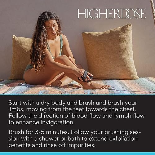 HigherDOSE Supercharge Copper Body Brush - Lymphatic Drainage Brush to Accelerate Drainage of Toxins & Fat - Exfoliating Brush to Reduce Cellulite & Soften Skin - Dry Brush with Ion Charged Bristles