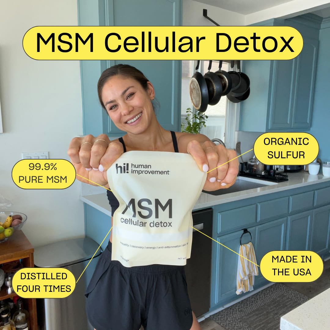 MSM Cellular Detox, Organic Sulfur, Gluten-Free, Dairy-Free, Vegan, 99.9% Pure, Made in The USA, 0g Sugar (64 Servings)