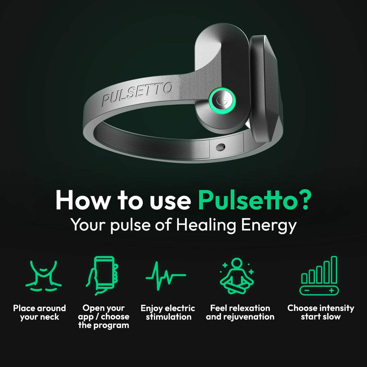 Pulsetto Personalized Relaxation Device | Natural Vagus Nerve Stimulator for Healing, Rest, and Rejuvenation | Patented Neuro Wearable Device, Enjoy Long Term Wellness and Stress Management