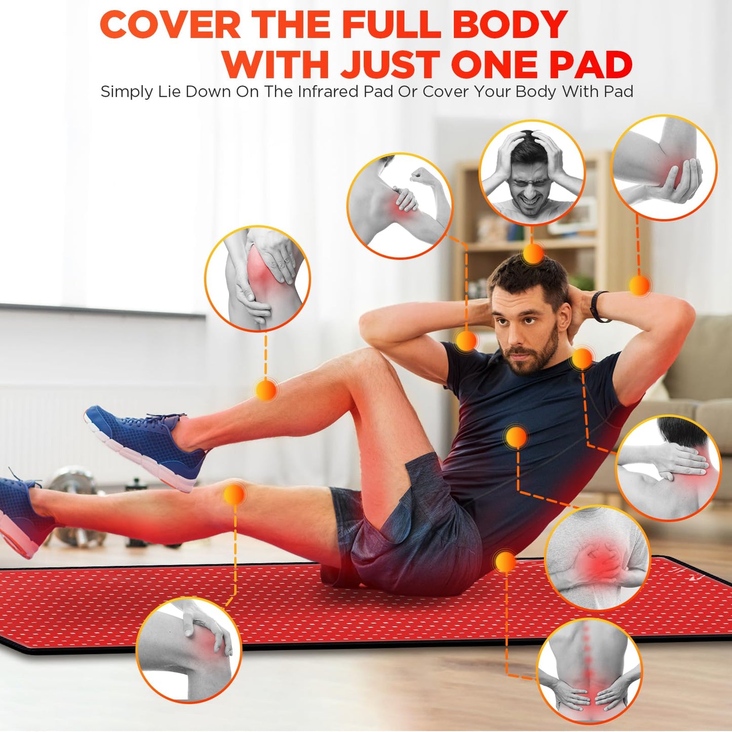 Red Light Therapy Infrared Pad: Pain Relief 1280 LEDs Large Mat for Full Body 660nm Red Light&850nm Infrared Therapy Heating Wrap Body 71 * 31 Inch Big Pads for Back Neck Knee Face Infared Panel Lamp