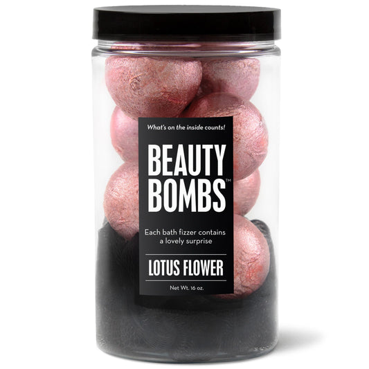 DA BOMB Bath Beauty Bath Bombs Jar, 16oz, 8 minis with loofah