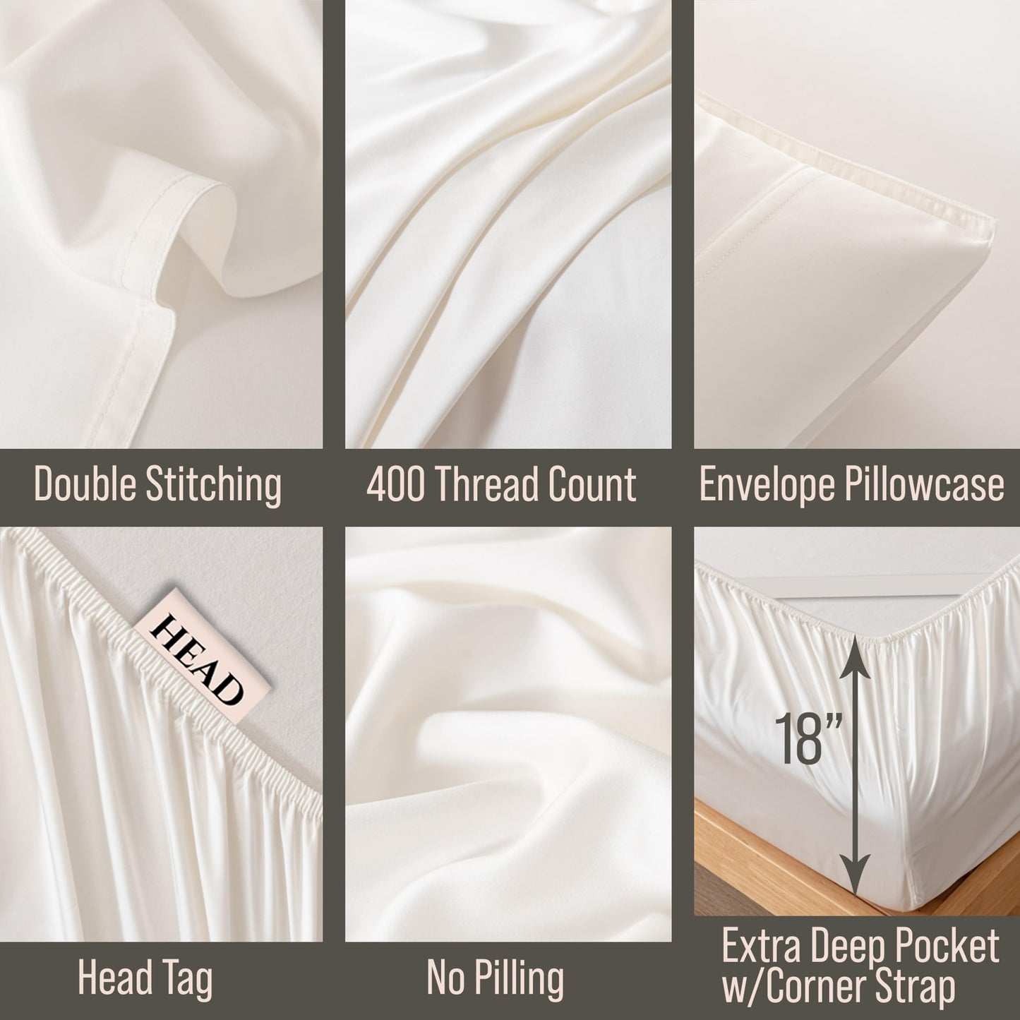 Bella Coterie Luxury King Bamboo Sheet Set | Organically Grown | Ultra Soft | Cooling for Hot Sleepers | 18" Deep Pocket | Viscose Made from Bamboo [Ivory]