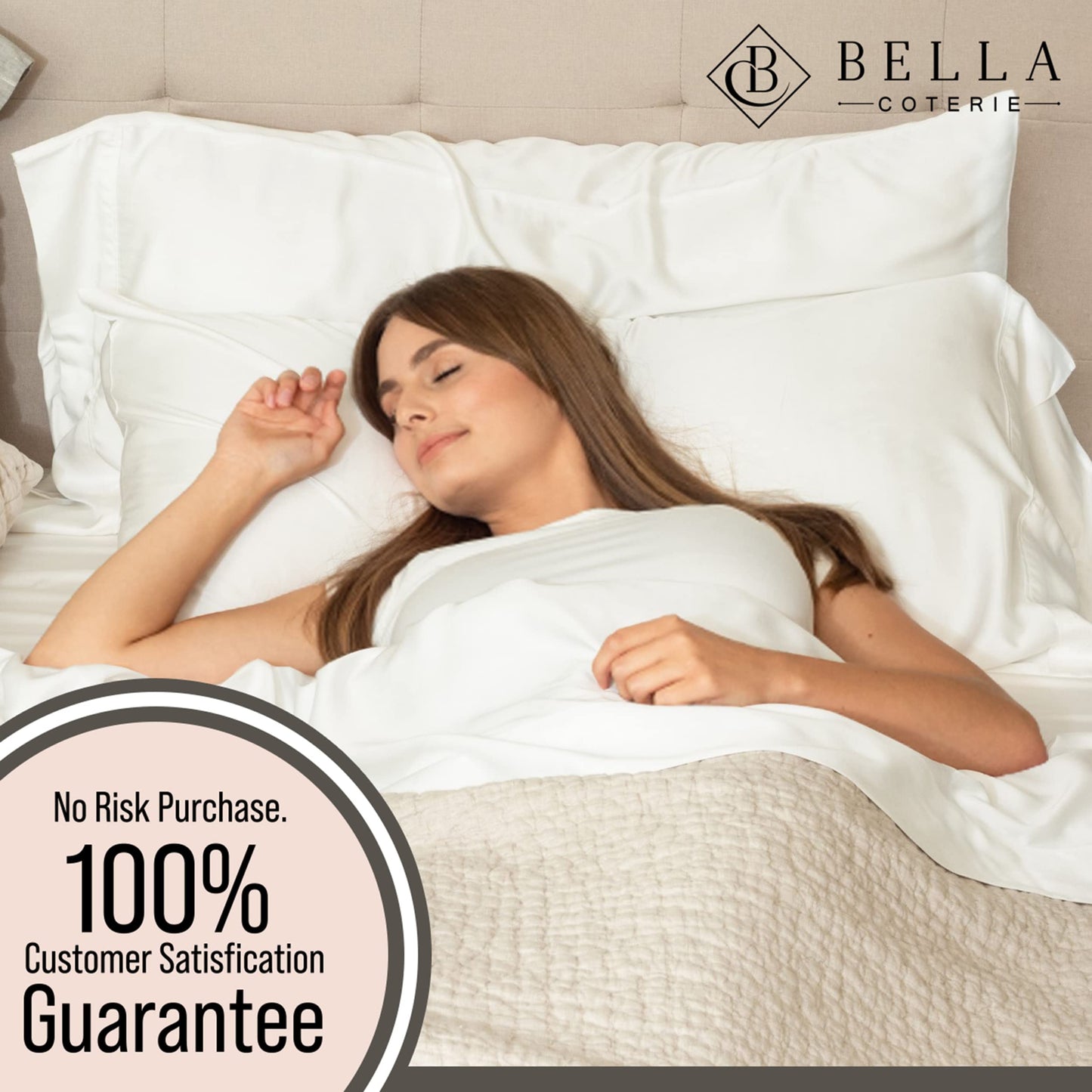 Bella Coterie Luxury King Bamboo Sheet Set | Organically Grown | Ultra Soft | Cooling for Hot Sleepers | 18" Deep Pocket | Viscose Made from Bamboo [Ivory]