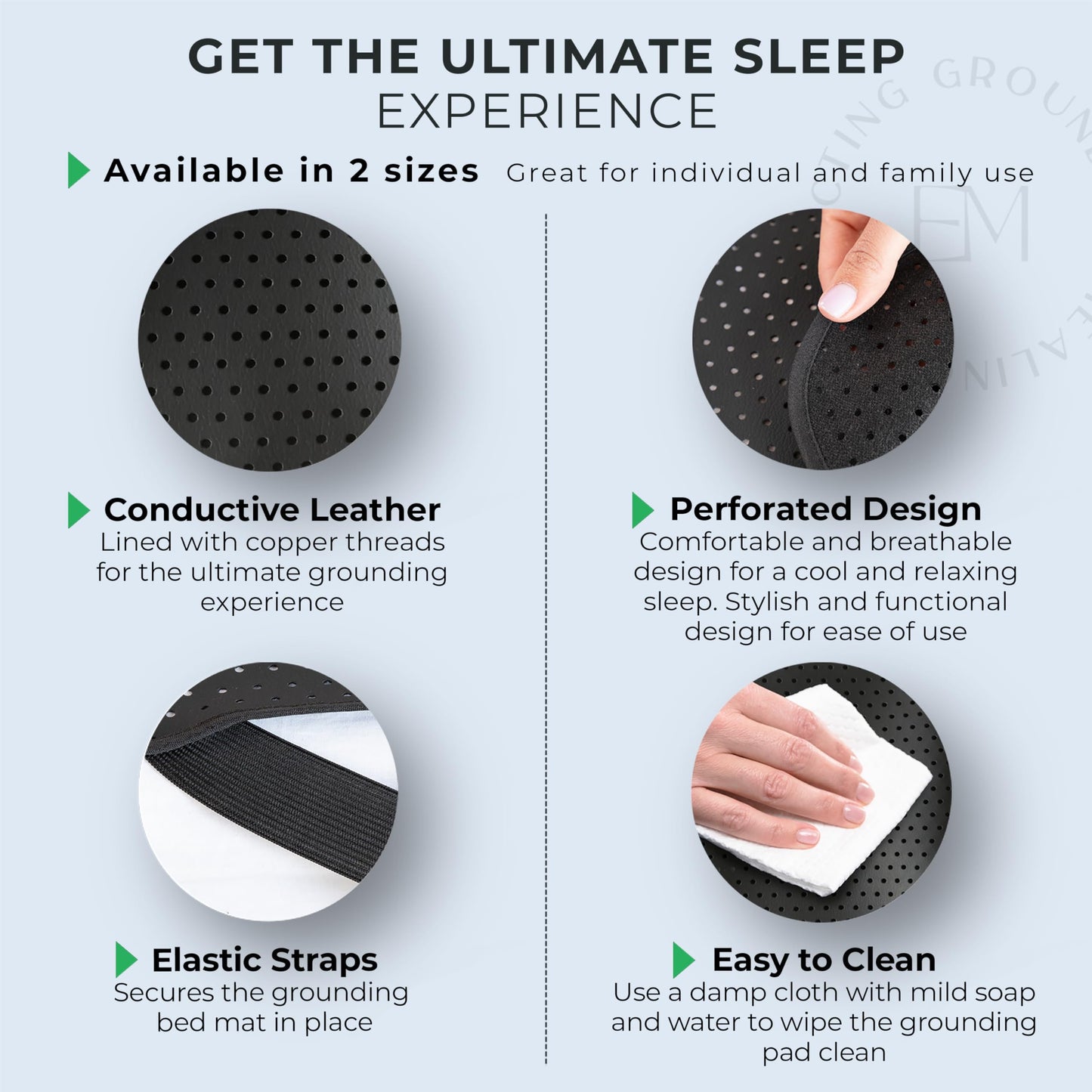 EARTH AND MOON Grounding Mat for Bed, Recharge Your Mind and Body with Grounding Mat for Sleeping, Complete Bed Grounding Kit, Includes Grounding Cord, Outlet Tester and US Safety Adapter