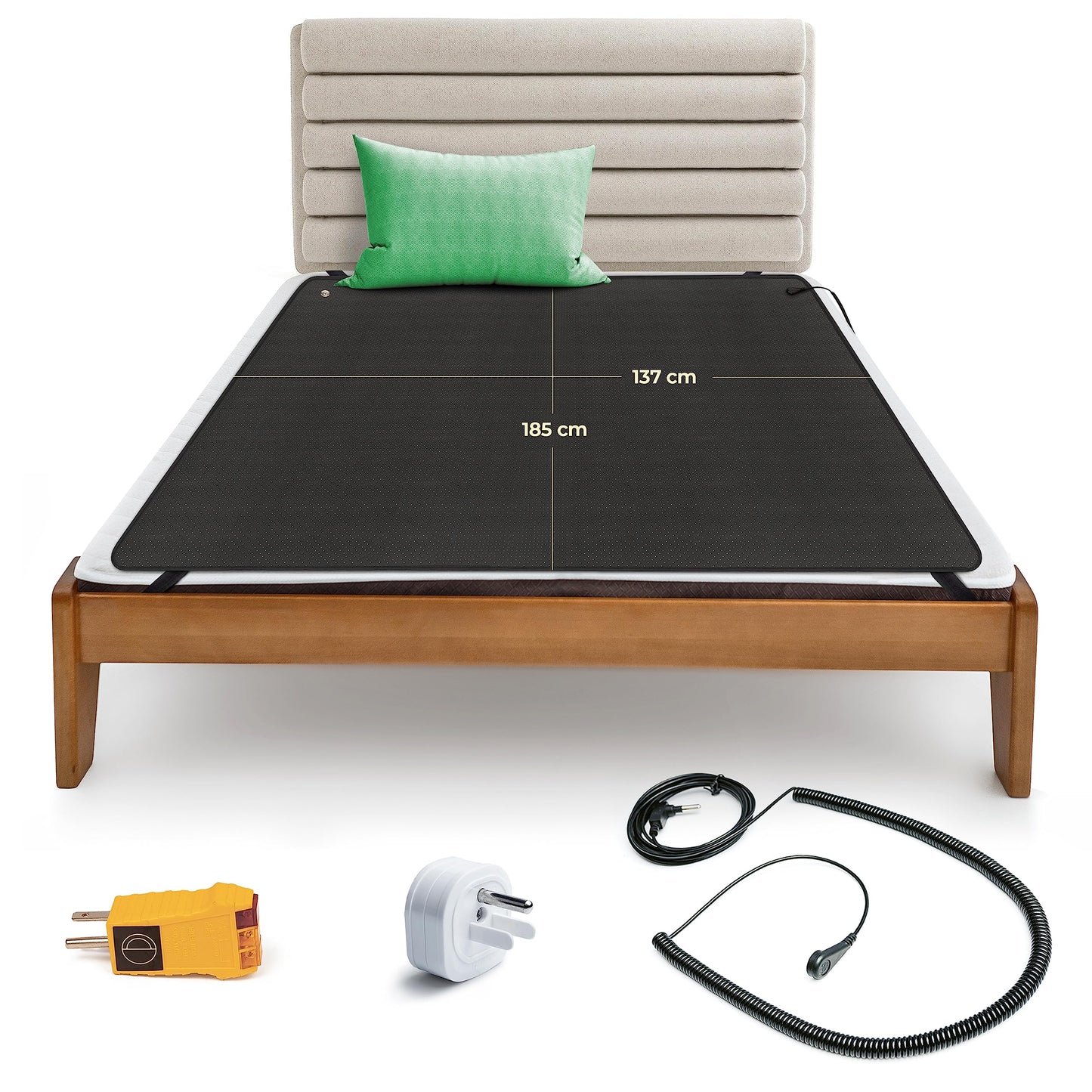 EARTH AND MOON Grounding Mat for Bed, Recharge Your Mind and Body with Grounding Mat for Sleeping, Complete Bed Grounding Kit, Includes Grounding Cord, Outlet Tester and US Safety Adapter