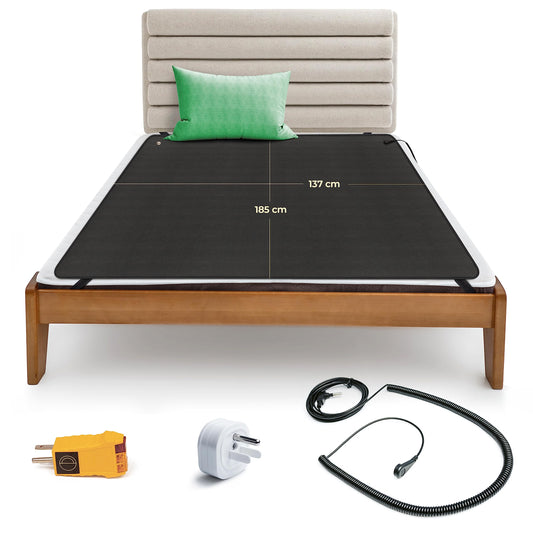 EARTH AND MOON Grounding Mat for Bed, Recharge Your Mind and Body with Grounding Mat for Sleeping, Complete Bed Grounding Kit, Includes Grounding Cord, Outlet Tester and US Safety Adapter