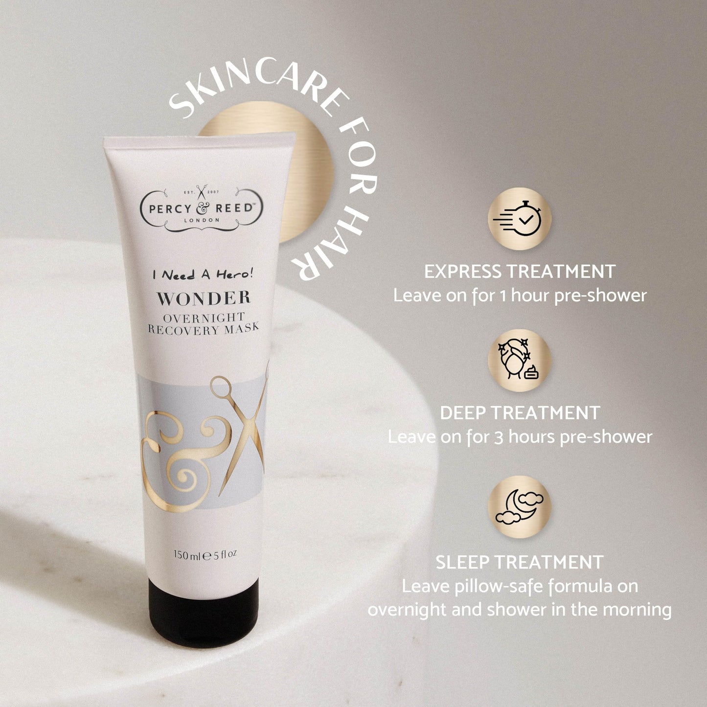 Percy & Reed I Need A Hero! Wonder Overnight Recovery Mask - Transforms Dull Tired Hair with Deep Moisturise and Nourishment - Repairs Damaged & Dry Hair Instantly - 150ml