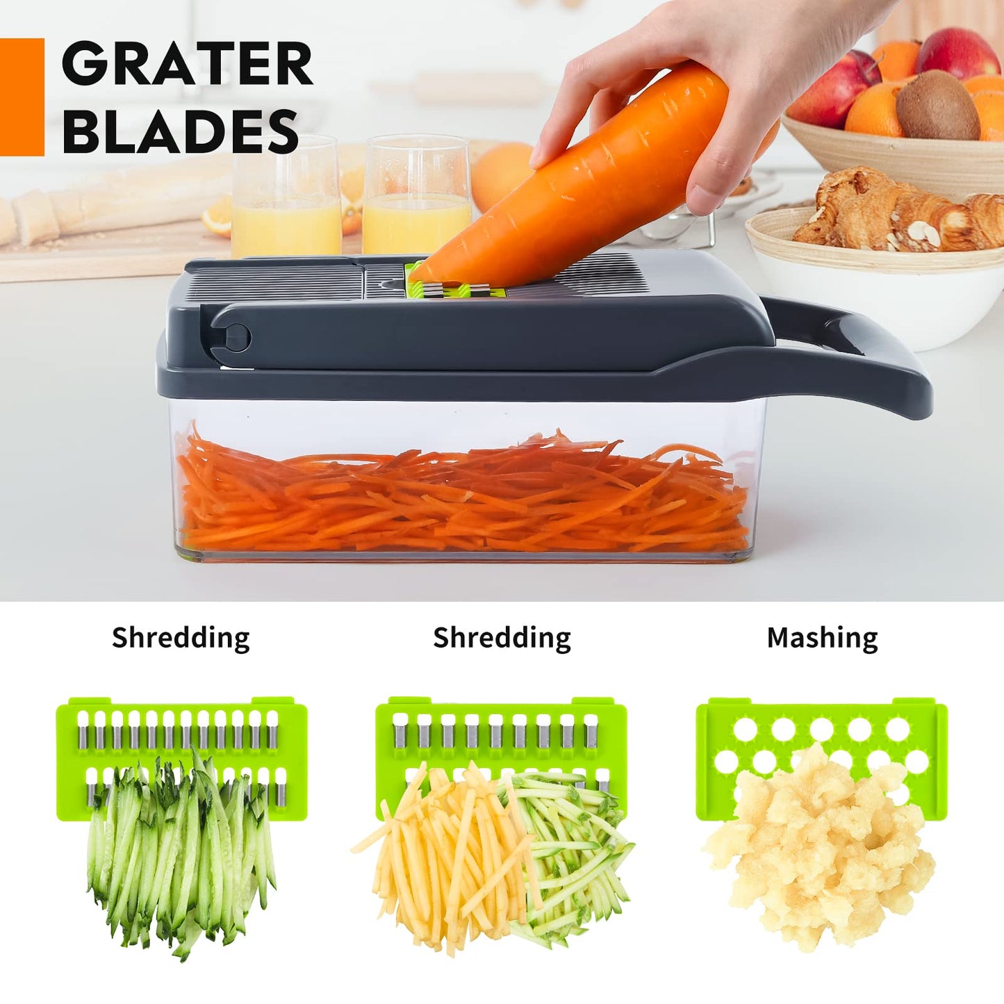 Vegetable Chopper, Pro Onion Chopper, Multifunctional 13 in 1 Food Chopper, Kitchen Vegetable Slicer Dicer Cutter,Veggie Chopper With 8 Blades,Carrot and Garlic Chopper With Container